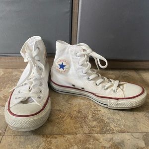 White high-top Chuck Taylor (converse) sneakers